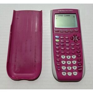 Texas Instruments TI-84 Plus Silver Calculator Pink Tested Battery Case Broken!